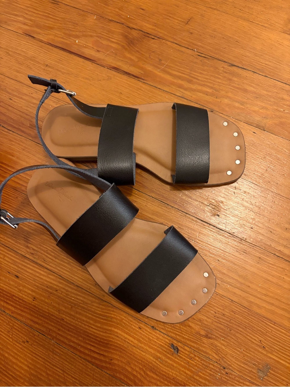 Target Black Two-Band Ankle-Strap Sandals